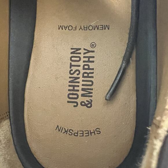 Johnston Murphy Men 10M Holden Plain Toe Brown Tumbled Nubuck Oxfords Sheepskin - Picture 7 of 10